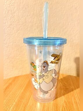 Loungefly Disney Tale Spin 16 Oz Tumbler Cup with Straw 90s Clear Blue NWT